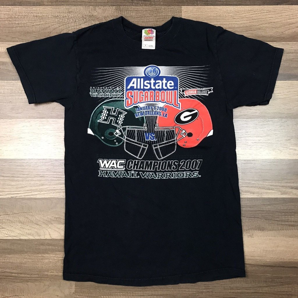 Y2k 2008 Ncaa Allstate Sugar Bowl Georgia Bulldogs Vs Hawaii Warriors Sz Small